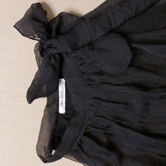 Paradise USA Black Sheer Sleeveless Prom Night Out Dress Small EUC LBD - Picture 6 of 12